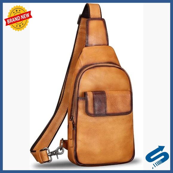 Genuine Leather Sling Backpack - Vintage Crossbody Daypack - Unisex main image 4